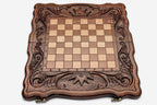 Royal crown chess and backgammon set folded with bronze hinges and clasps