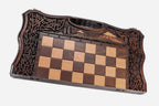 Chess set open with the backgammon playing field inside - 19.6 inch / 50 cm
