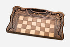 Detail of the inlaid twin-peaked Mount Ararat above the built-in carry handle
