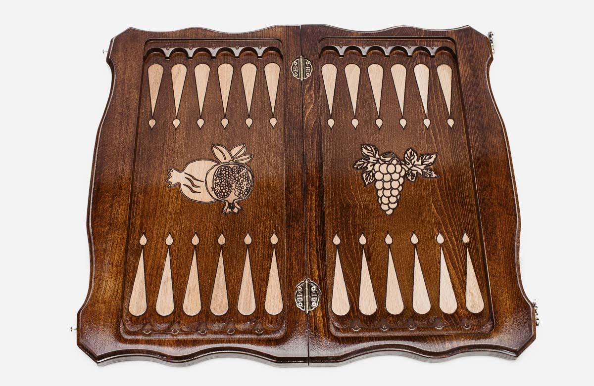 Large classic chess and backgammon set folded with bronze hinges and clasps