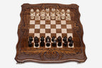 Classic handmade chess set with backgammon inside, 19.6 inch / 50 cm - combo board