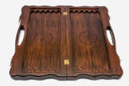 Wooden chess backgammon set with 32 pieces and 32 checkers
