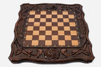 Eternity chess and backgammon set folded with bronze hinges and clasps