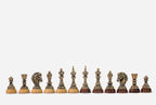 Bronze chess army on the 19.6 inch / 50 cm hand-carved board