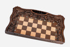 Luxury chess backgammon set with 32 wooden pieces and 32 checkers