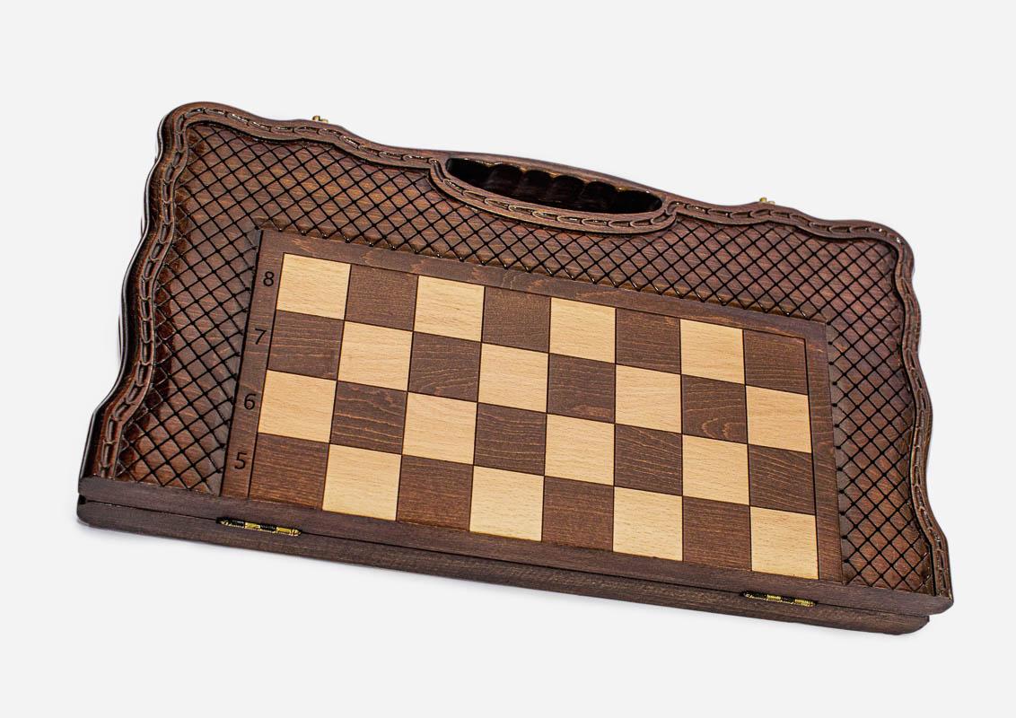 Luxury lattice chess backgammon set with 32 pieces and 32 checkers