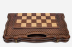 Chess set open with the backgammon playing field inside - 19.6 inch / 50 cm