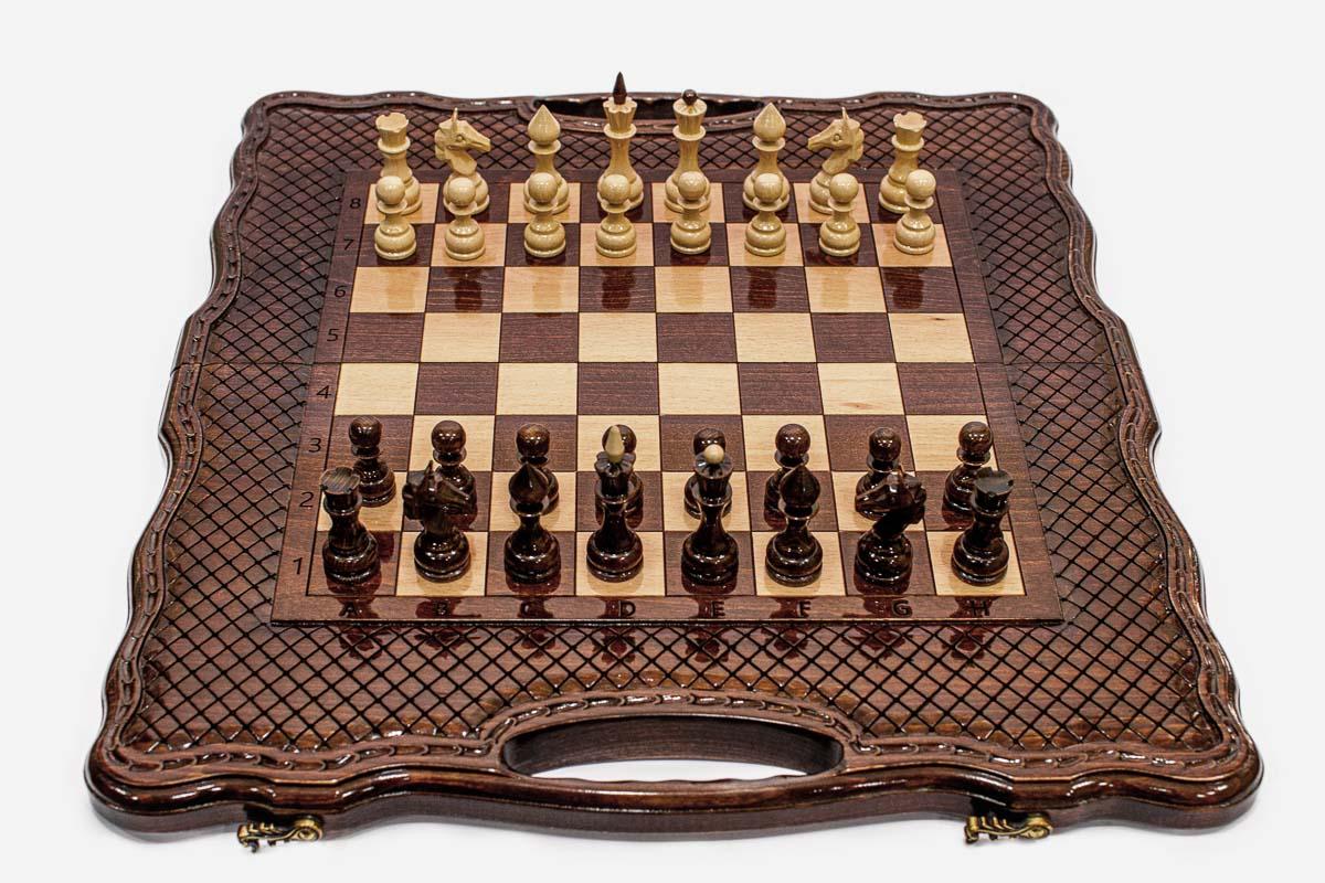 Luxury Chess Set with Lattice and Backgammon Inside - handmade combo board