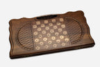 Roaring lion backgammon board, side view
