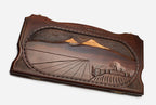 Handmade Armenian backgammon set with Mount Ararat and Khor Virap hand-carved on the wooden board
