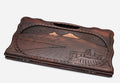 Armenian beechwood backgammon board carved with Mount Ararat and Khor Virap Monastery