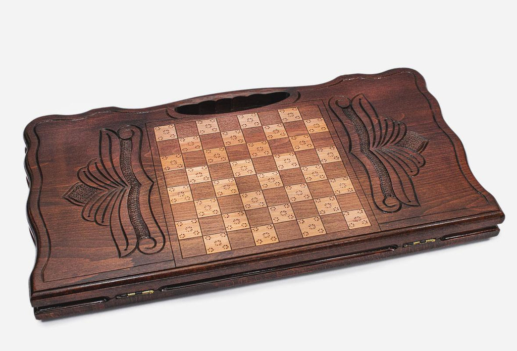 Armenian backgammon board Ararat Khor Virap scene, side view