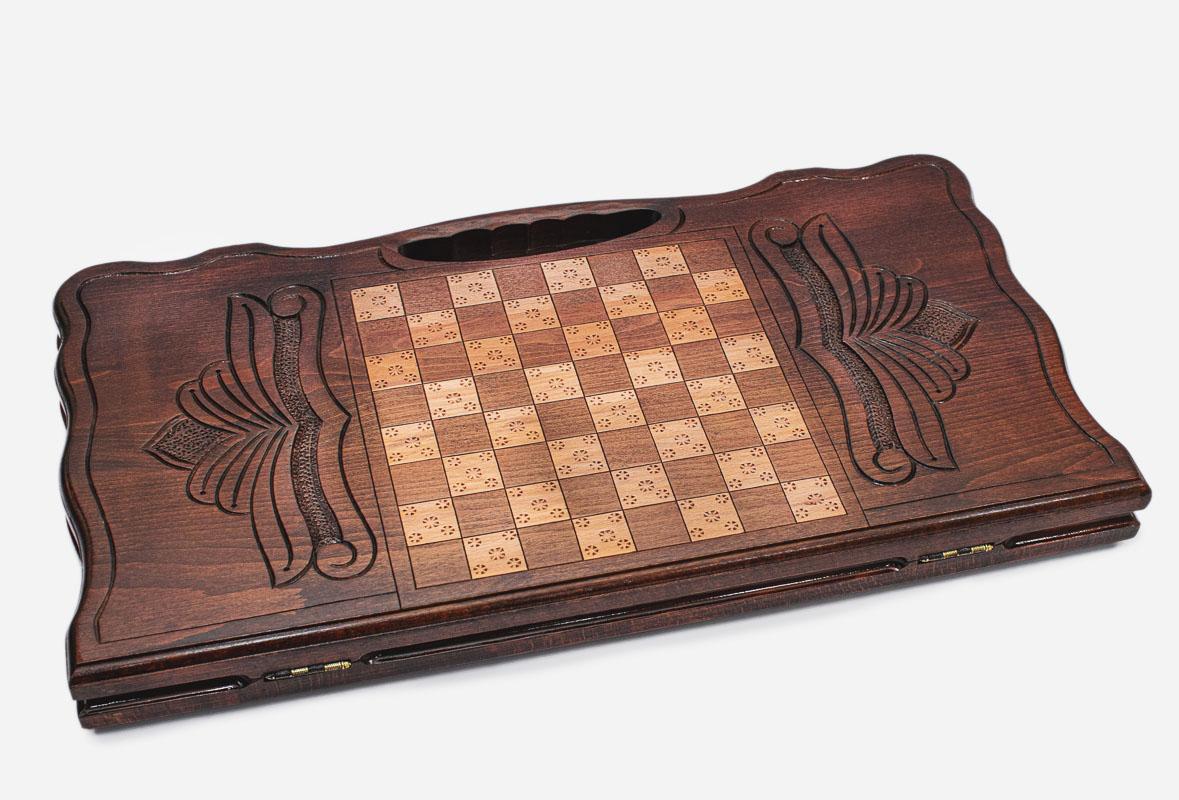 Armenian backgammon board Ararat Khor Virap scene, side view