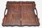 Armenian backgammon board interior playing surface with checkers