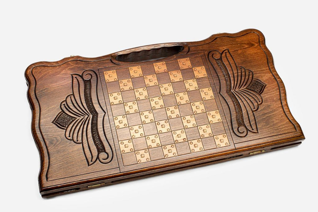 Armenian backgammon board with Hayastan script, side view