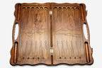 Armenian backgammon board interior playing surface with checkers