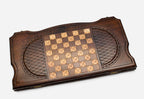 Reverse face of eagle wooden backgammon set with carved ornament ovals