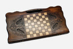 Angled view of the eagle and octagon star backgammon board