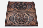 Both carved ornament faces of the luxury Armenian backgammon set