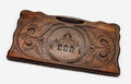 Carved beechwood backgammon board with the Saint Gayane and Hripsime churches, propped open