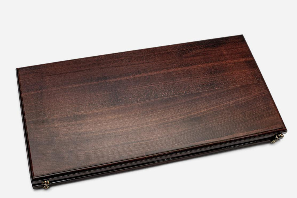 Classic wooden backgammon board in dark stained beech