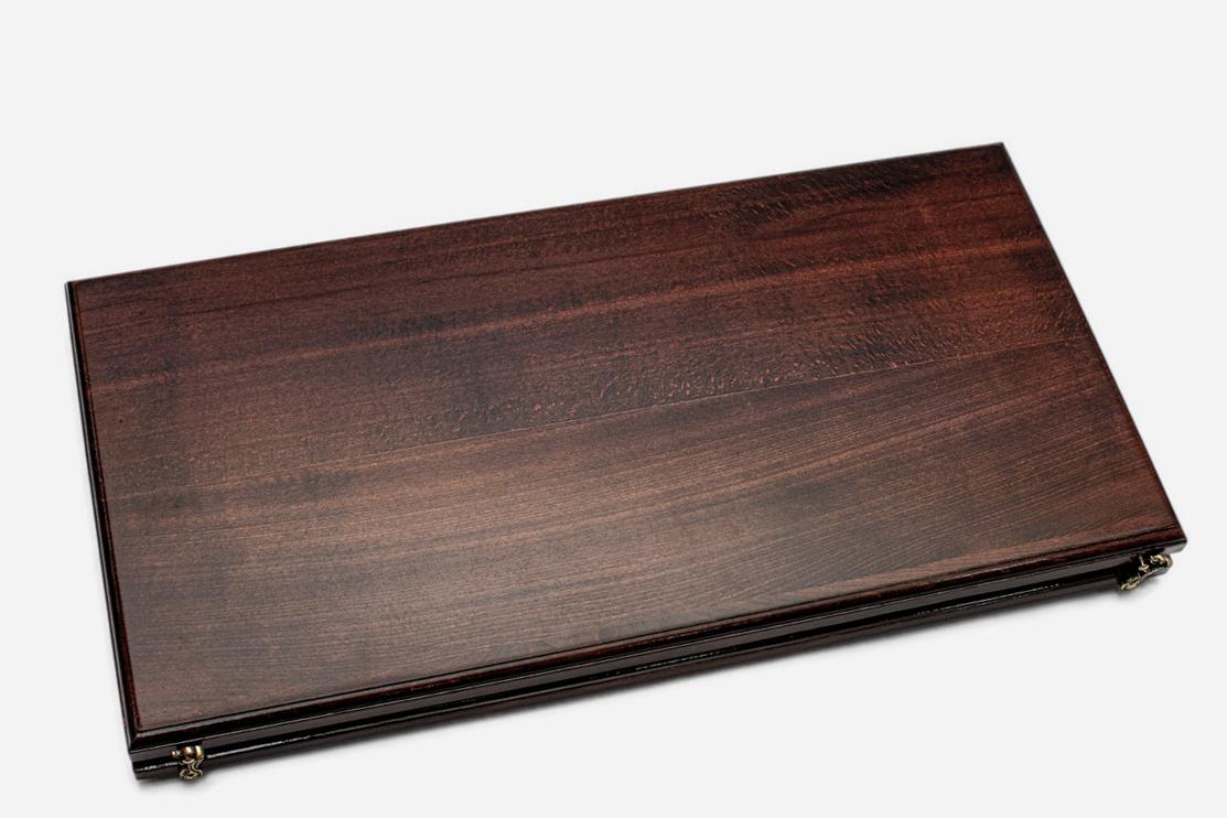 Classic wooden backgammon board in dark stained beech