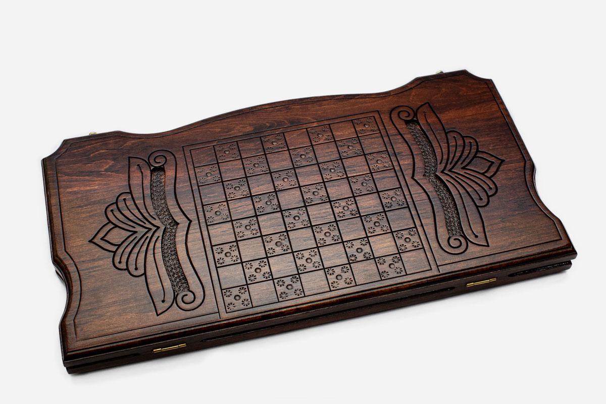 Scorpion backgammon set folded with carry handle