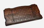 Galloping horse backgammon set folded, carved face showing