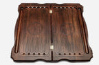 Horse backgammon set interior with carved points