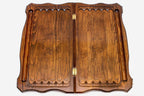 Ship backgammon set interior with carved points