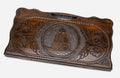 Carved beechwood backgammon board with the Noravank Monastery, propped open