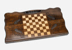 Angled view of the Noravank Monastery carved backgammon board