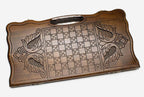 Angled view of the octagon star ornament backgammon board