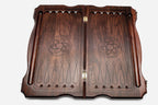 Spider backgammon set interior with carved points