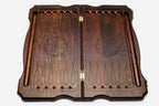 Tiger backgammon set interior with carved points
