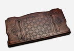 Bull backgammon set folded, carved face showing