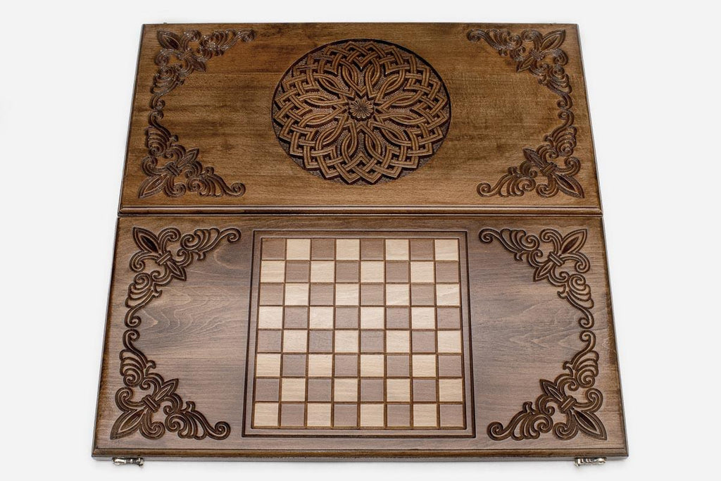 Close-up of the traditional Armenian ornament carved in beech