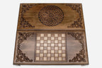 Close-up of the traditional Armenian ornament carved in beech