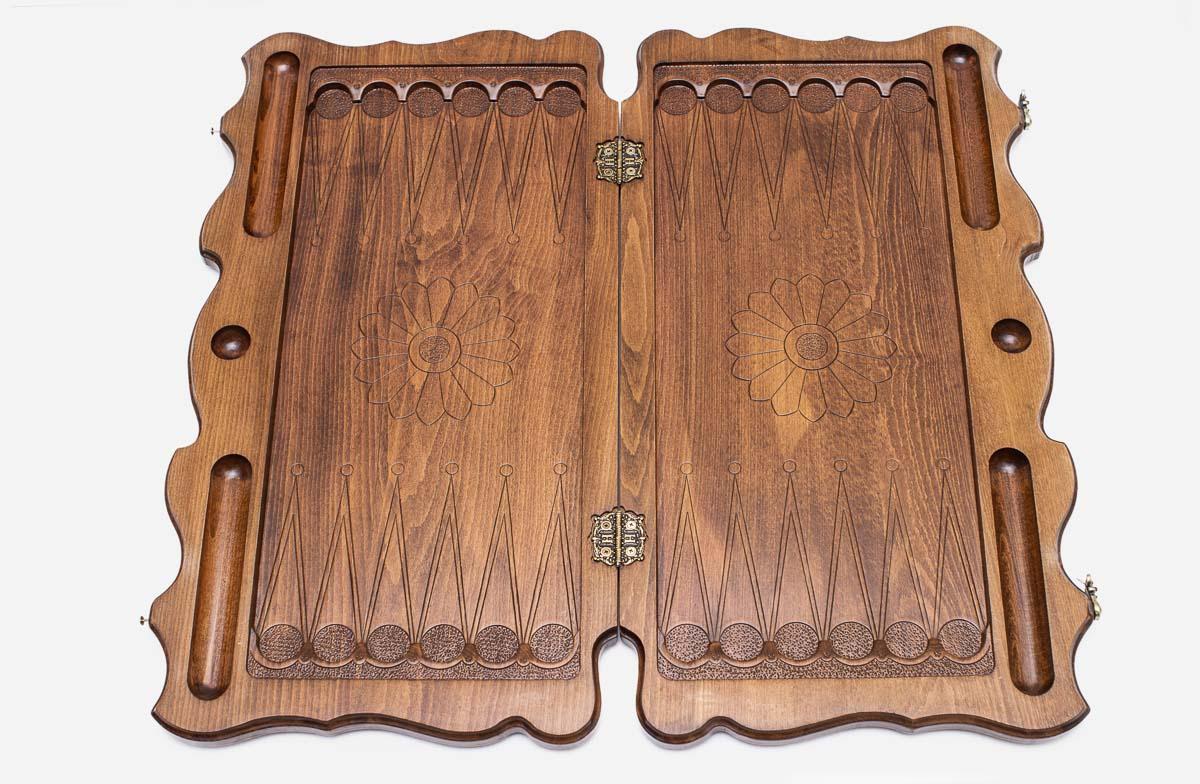 Classic Armenian backgammon set interior with playing points