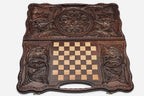 Detail of the carved floral scrollwork