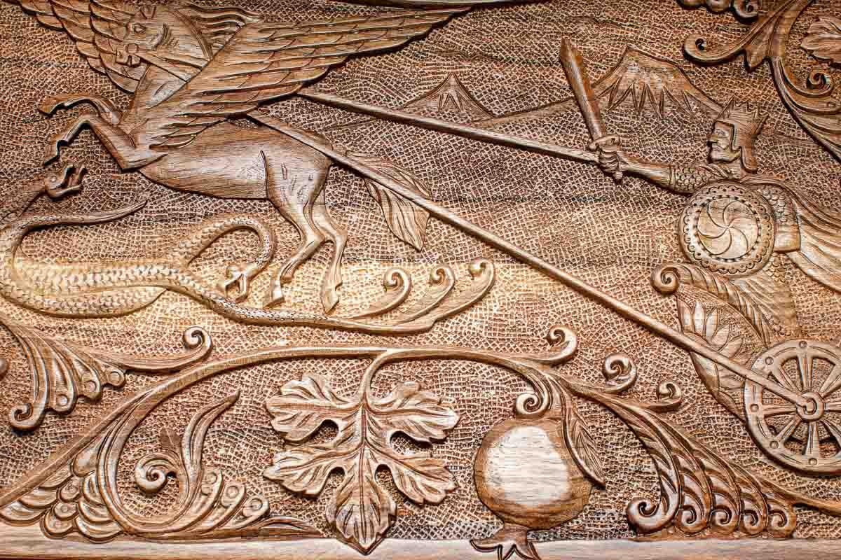 The backgammon board opened to show the wooden playing surface