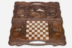 Close-up of a carved side scene