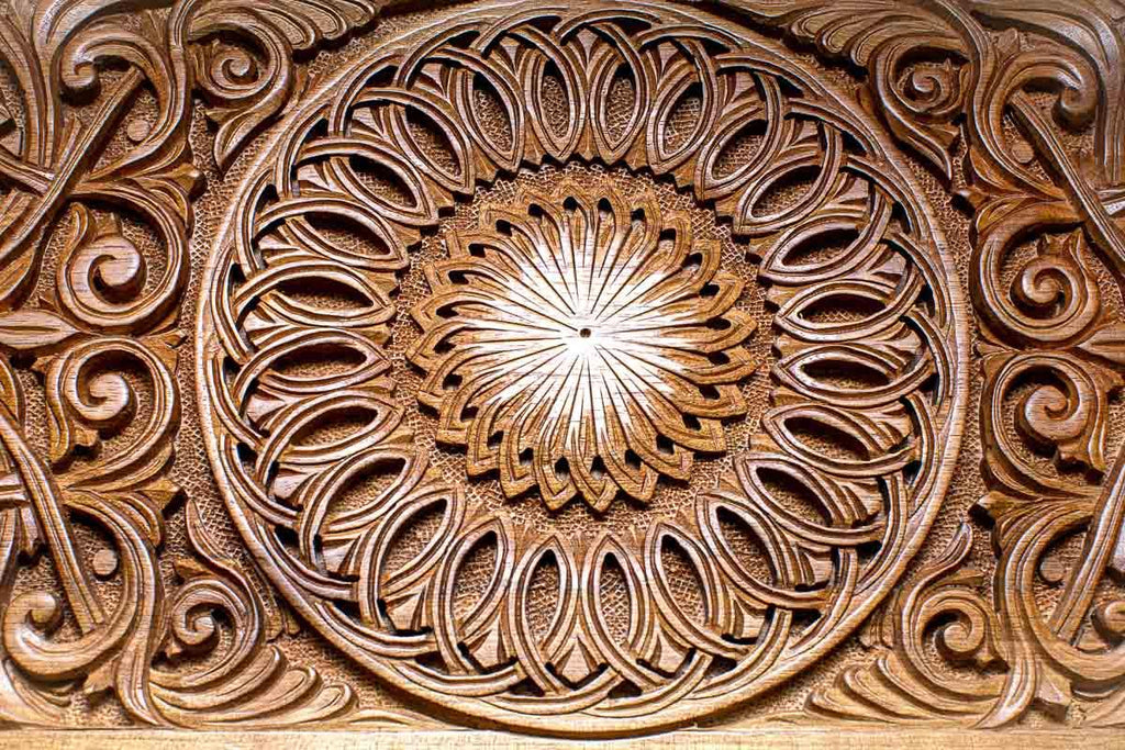 Detail of the deep-relief carving