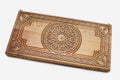 Luxury walnut backgammon set carved with Armenian carpet ornament