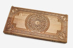 Luxury walnut backgammon set carved with Armenian carpet ornament
