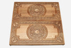 Walnut backgammon set interior with carved points