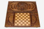 Armenian backgammon set interior with carved points