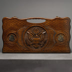 Handcrafted Backgammon Board Featuring US Seal Patriotic Design