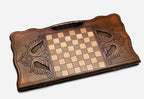 Angled view of the map of Georgia carved backgammon board