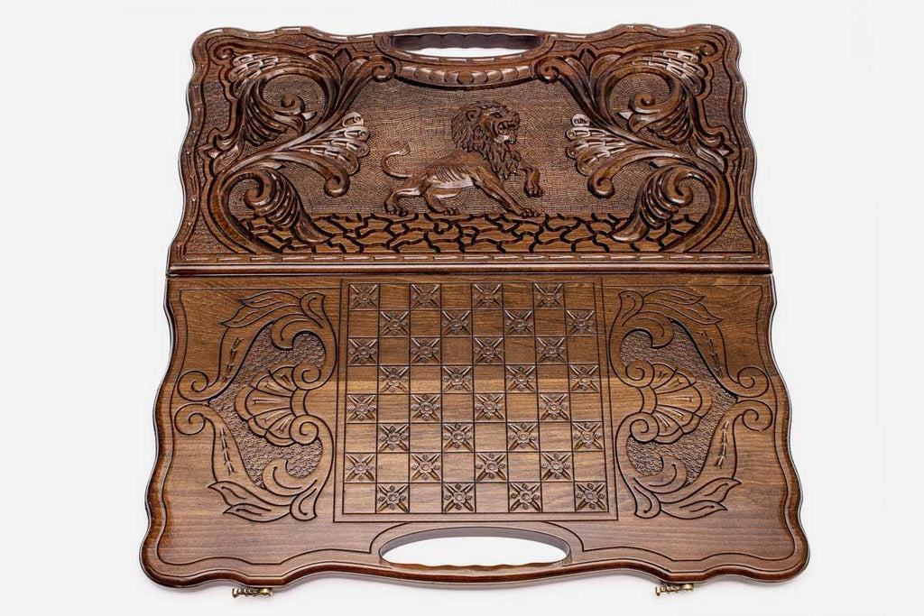 Detail of the carved scrollwork